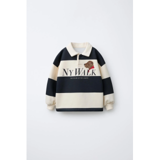 Поло в полоску с принтом собаки