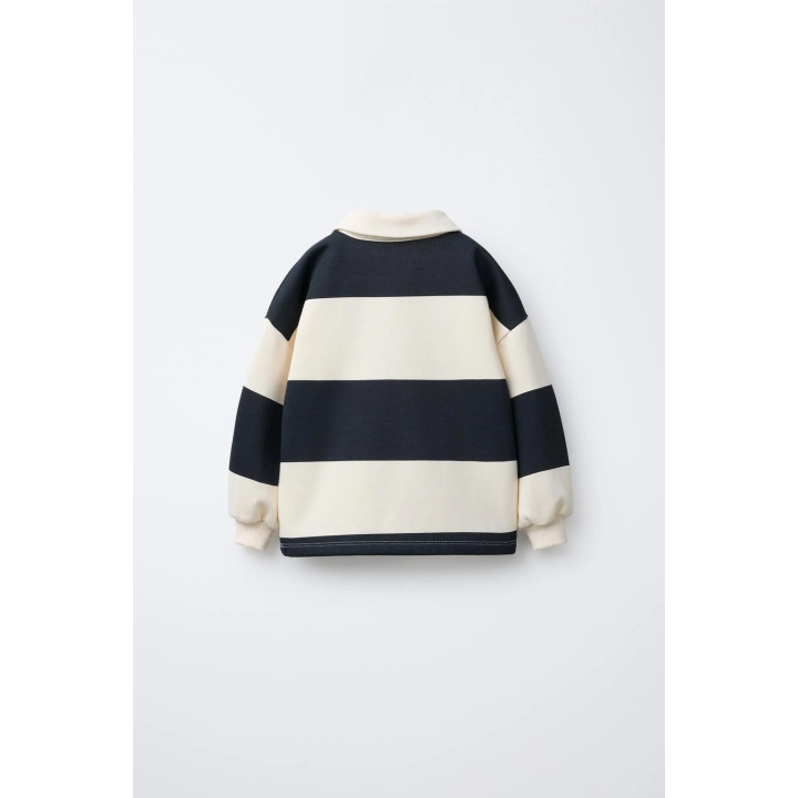 Поло в полоску с принтом собаки