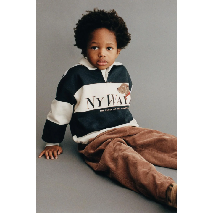 Поло в полоску с принтом собаки