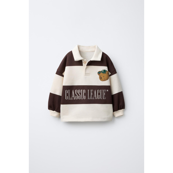 ПОЛО В ПОЛОСКУ С ВЫШИВКОЙ МИШКИ