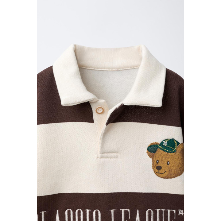ПОЛО В ПОЛОСКУ С ВЫШИВКОЙ МИШКИ