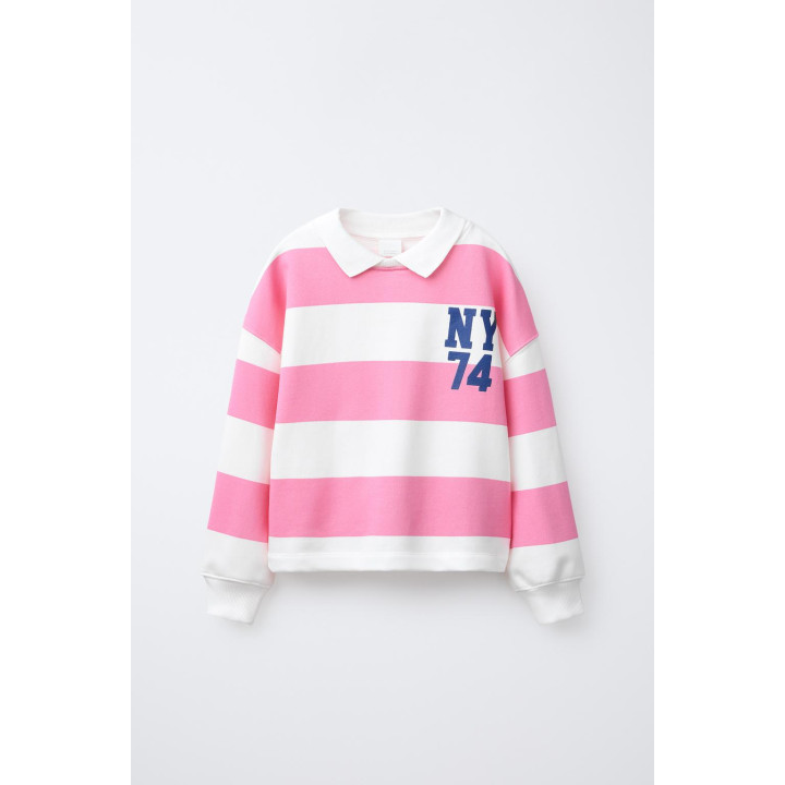 ТОЛСТОВКА В ПОЛОСКУ С ВОРОТНИКОМ ПОЛО