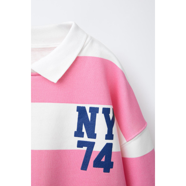 ТОЛСТОВКА В ПОЛОСКУ С ВОРОТНИКОМ ПОЛО