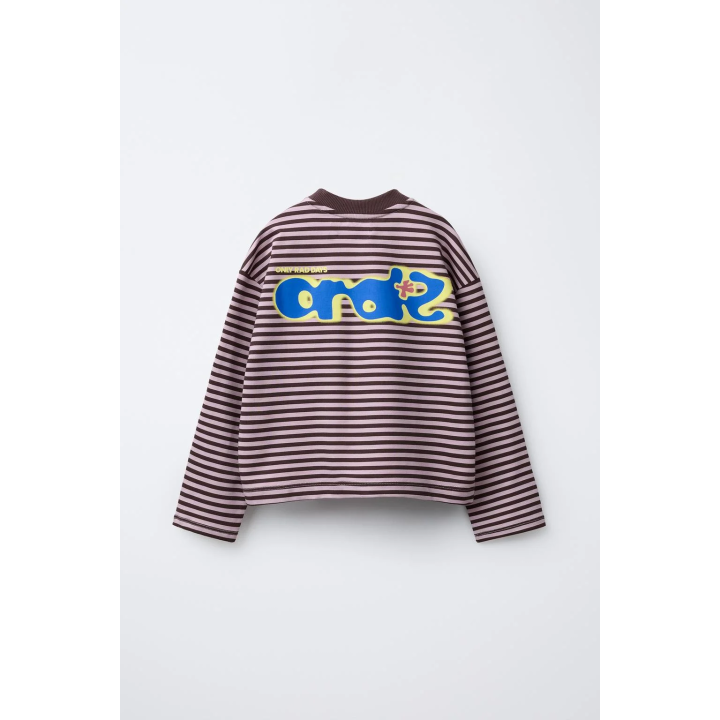 МАЙКА В ПОЛОСКУ С ВЫШИТОЙ НАДПИСЬЮ