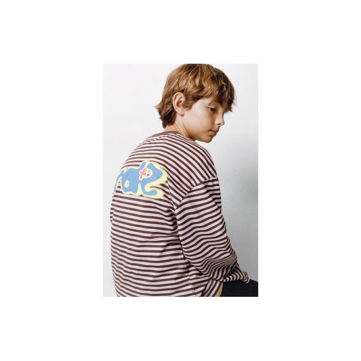 МАЙКА В ПОЛОСКУ С ВЫШИТОЙ НАДПИСЬЮ