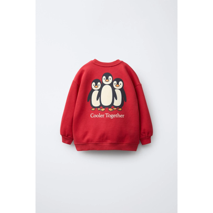 Свитшот с принтом пингвина и флокировкой