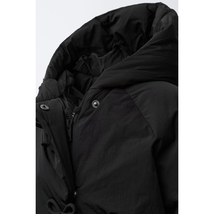 ДВУБОРТНОЕ ПАЛЬТО С КАПЮШОНОМ И БАНТИКАМИ