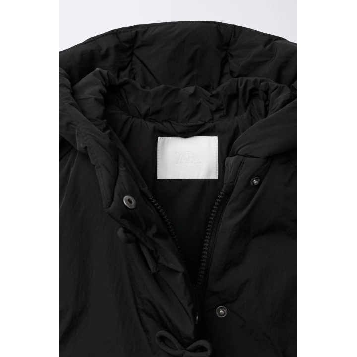 ДВУБОРТНОЕ ПАЛЬТО С КАПЮШОНОМ И БАНТИКАМИ