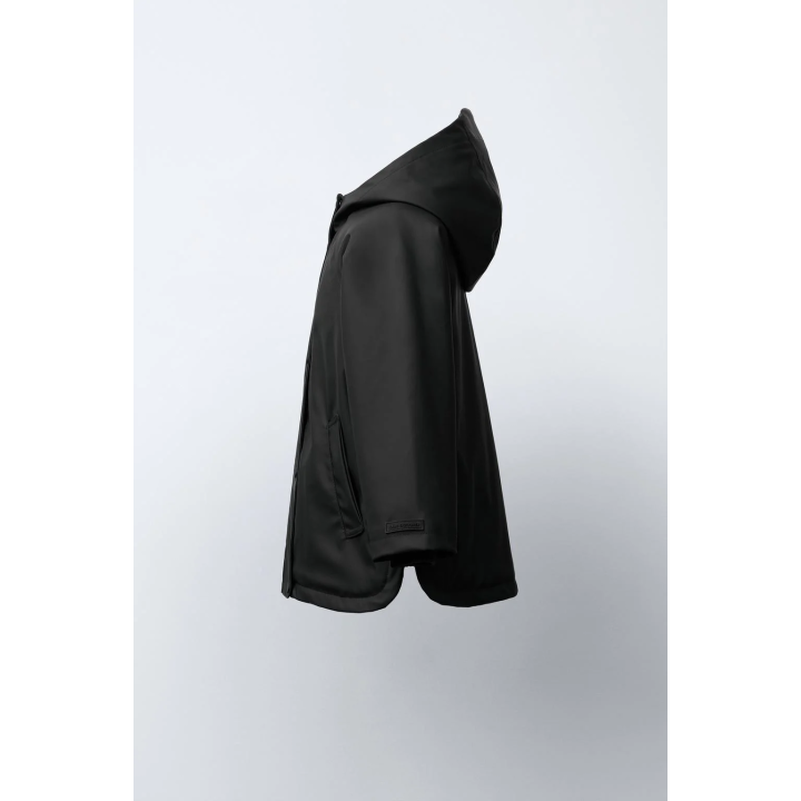 WATER-REPELLENT COATED JACKET WITH FAUX FUR ANIMAL PRINT