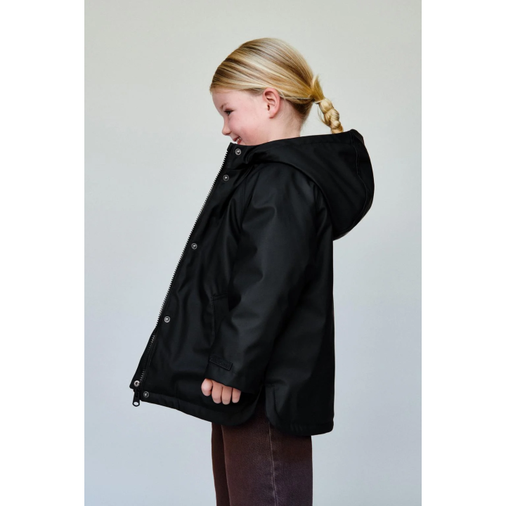 WATER-REPELLENT COATED JACKET WITH FAUX FUR ANIMAL PRINT