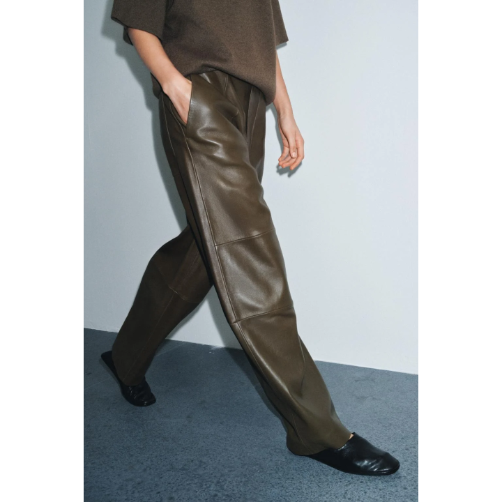 БРЮКИ ПРЯМОГО КРОЯ ИЗ КОЖИ — ZW COLLECTION LIMITED EDITION