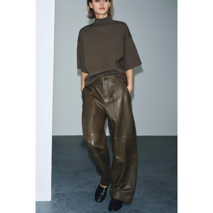 БРЮКИ ПРЯМОГО КРОЯ ИЗ КОЖИ — ZW COLLECTION LIMITED EDITION