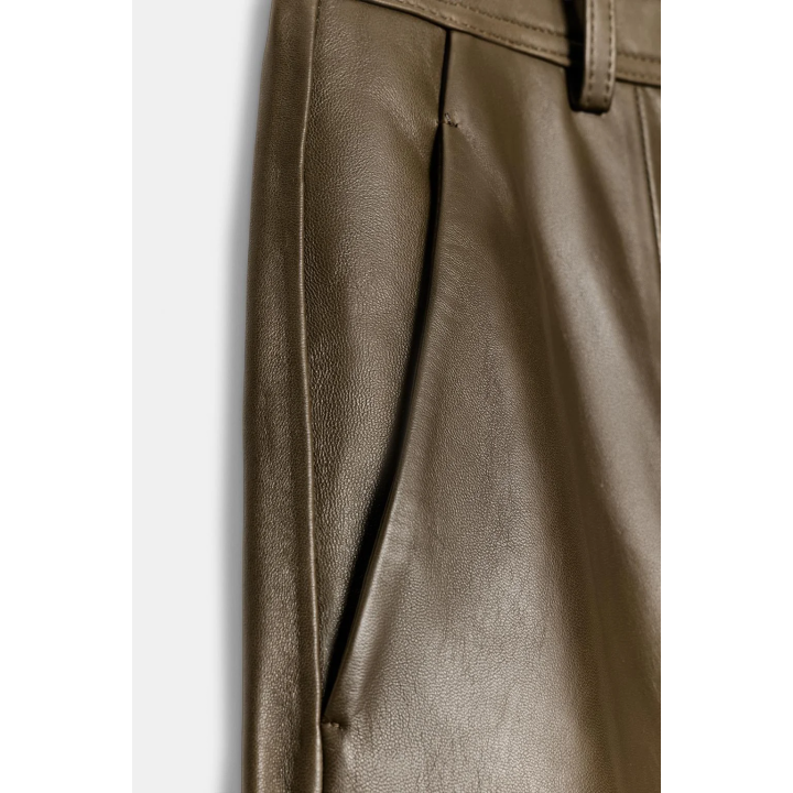 БРЮКИ ПРЯМОГО КРОЯ ИЗ КОЖИ — ZW COLLECTION LIMITED EDITION