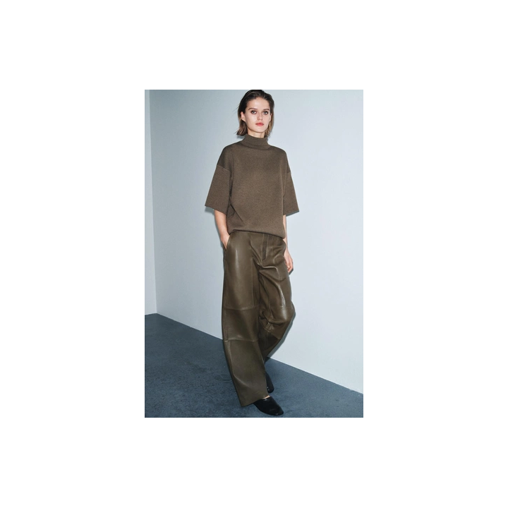 БРЮКИ ПРЯМОГО КРОЯ ИЗ КОЖИ — ZW COLLECTION LIMITED EDITION