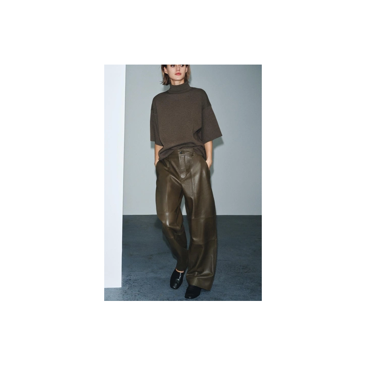 БРЮКИ ПРЯМОГО КРОЯ ИЗ КОЖИ — ZW COLLECTION LIMITED EDITION