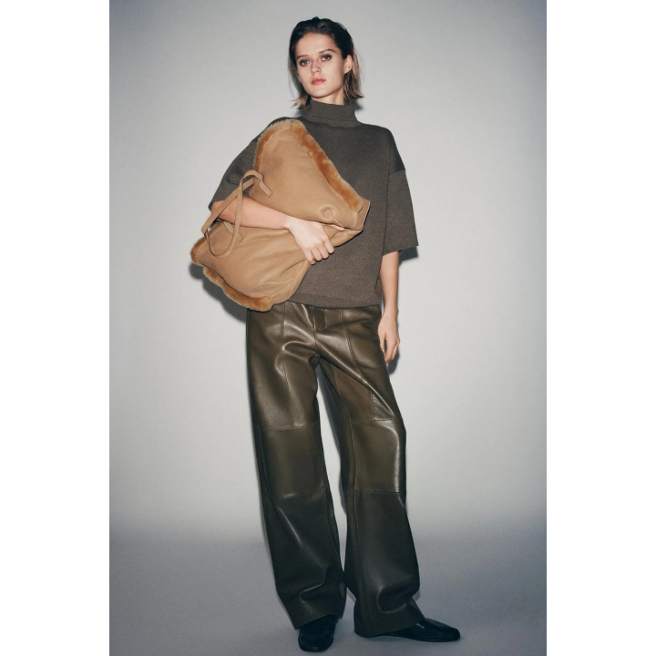 БРЮКИ ПРЯМОГО КРОЯ ИЗ КОЖИ — ZW COLLECTION LIMITED EDITION