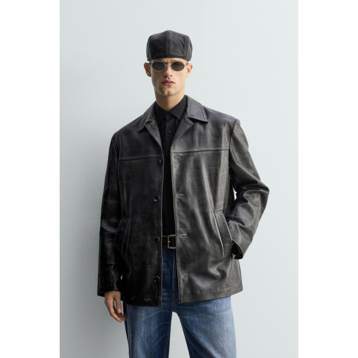 КОЖАНАЯ КУРТКА С ЭФФЕКТОМ ВИНТАЖА — LIMITED EDITION
