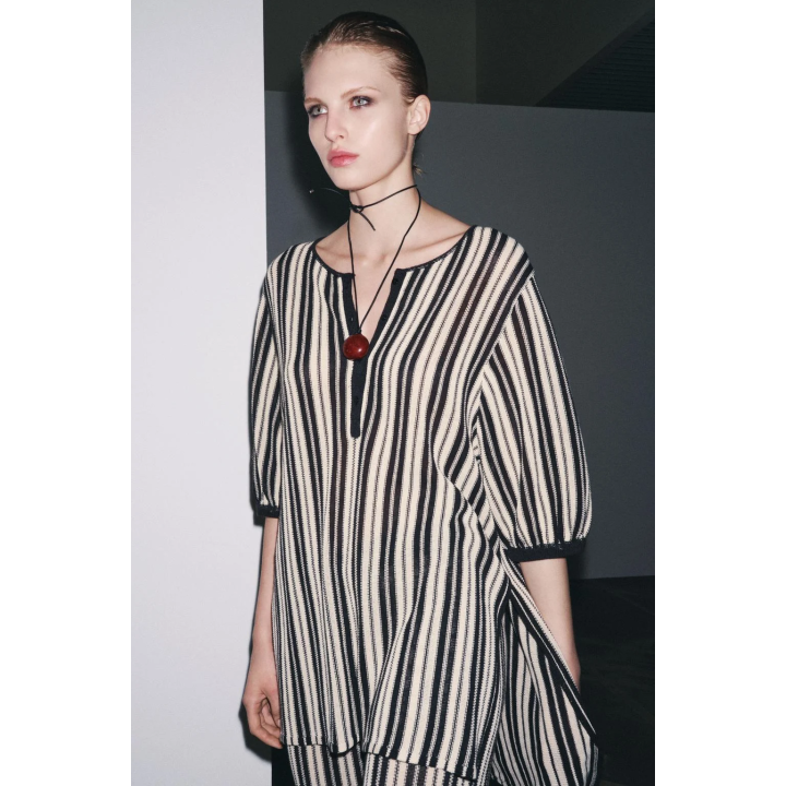 ПОЛОСАТОЕ ТРИКОТАЖНОЕ БОДИ ИЗ ЛЬНА