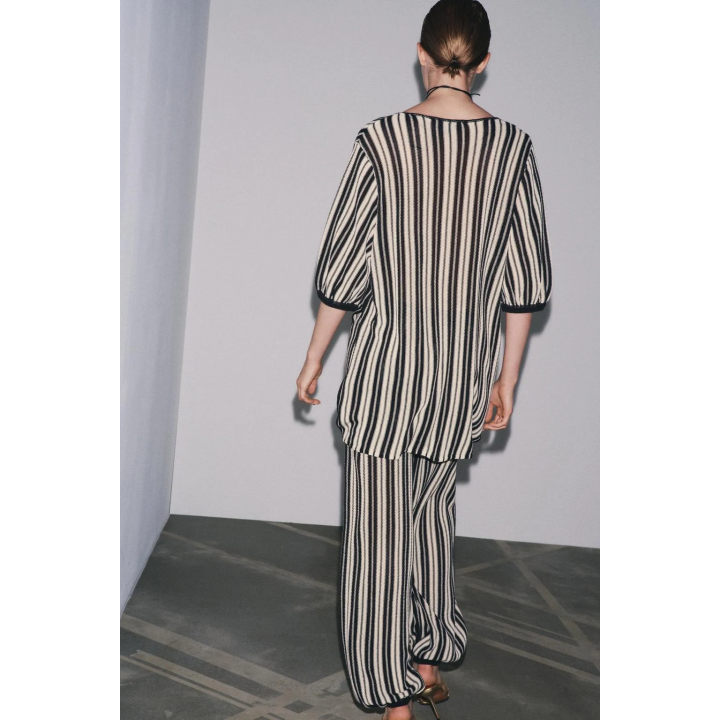 ПОЛОСАТОЕ ТРИКОТАЖНОЕ БОДИ ИЗ ЛЬНА