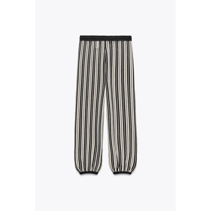 БРЮКИ В ПОЛОСКУ ИЗ ЛЬНЯНОЙ ТКАНИ С МАНЖЕТАМИ