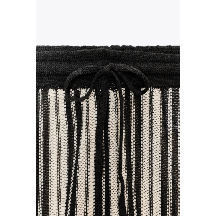 БРЮКИ В ПОЛОСКУ ИЗ ЛЬНЯНОЙ ТКАНИ С МАНЖЕТАМИ