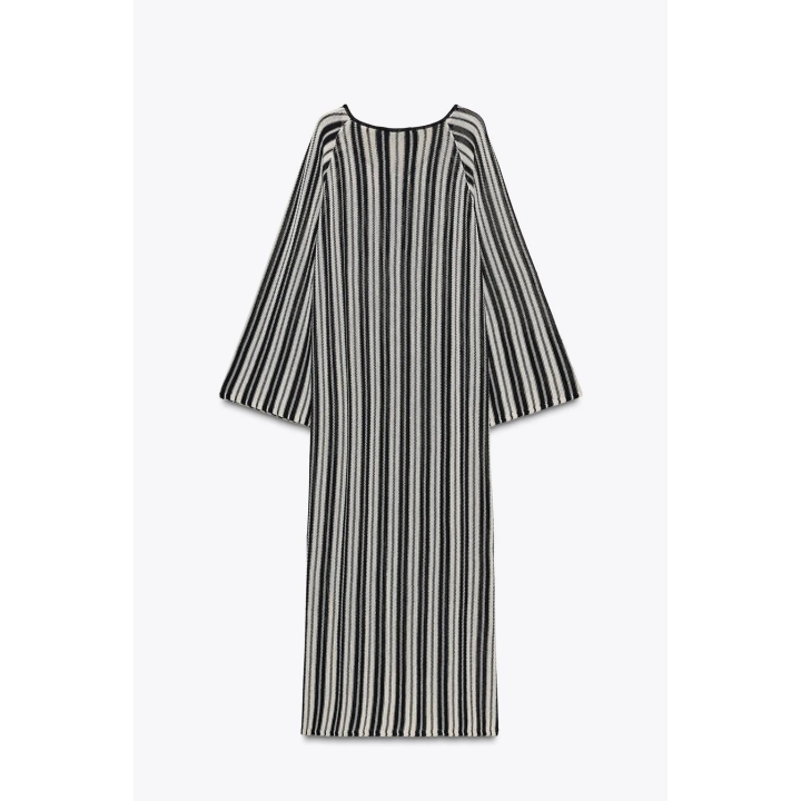 ТРИКОТАЖНОЕ ПЛАТЬЕ В ПОЛОСКУ С ЛЬНОМ