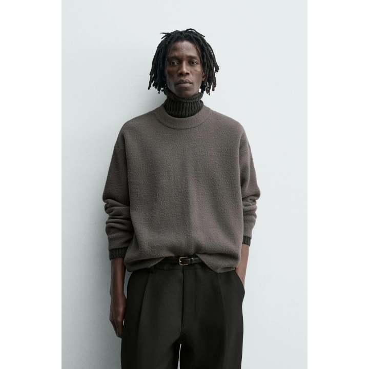 СВИТЕР СВОБОДНОГО КРОЯ ИЗ РЕЛЬЕФНОЙ ТКАНИ