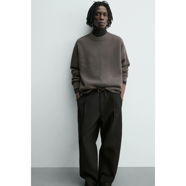 СВИТЕР СВОБОДНОГО КРОЯ ИЗ РЕЛЬЕФНОЙ ТКАНИ