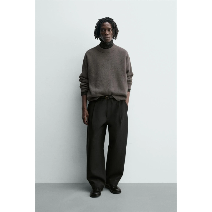 СВИТЕР СВОБОДНОГО КРОЯ ИЗ РЕЛЬЕФНОЙ ТКАНИ