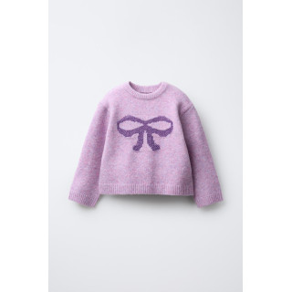 СВИТЕР С БЛЕСТЯЩИМ БАНТОМ ИЗ СМЕСОВОЙ ШЕРСТИ