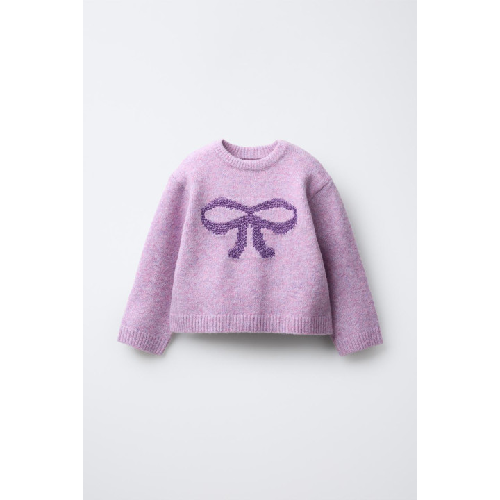 СВИТЕР С БЛЕСТЯЩИМ БАНТОМ ИЗ СМЕСОВОЙ ШЕРСТИ