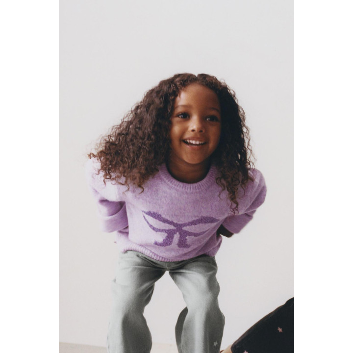 СВИТЕР С БЛЕСТЯЩИМ БАНТОМ ИЗ СМЕСОВОЙ ШЕРСТИ