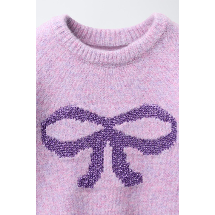 СВИТЕР С БЛЕСТЯЩИМ БАНТОМ ИЗ СМЕСОВОЙ ШЕРСТИ