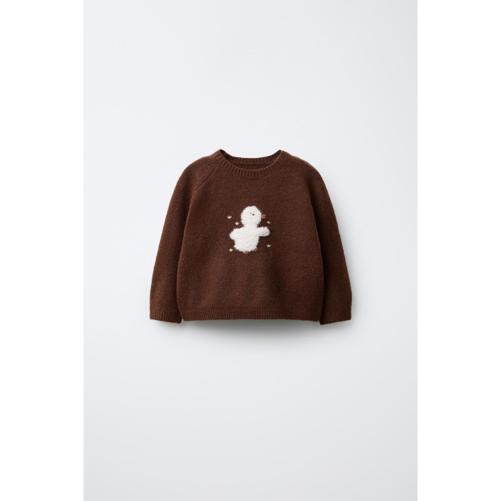 ВЯЗАНЫЙ СВИТЕР С ВЫШИВКОЙ В ВИДЕ УТЕНКА