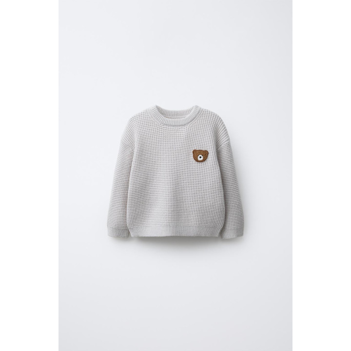 ВАФЕЛЬНЫЙ ДЖЕМПЕР С НАШИВКОЙ В ВИДЕ МИШКИ