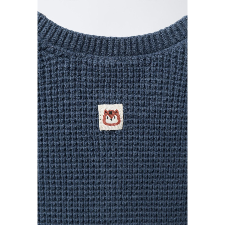 ДЛИННЫЙ ВЯЗАНЫЙ КОМБИНЕЗОН С ЭТИКЕТКОЙ В ВИДЕ БЕЛКИ