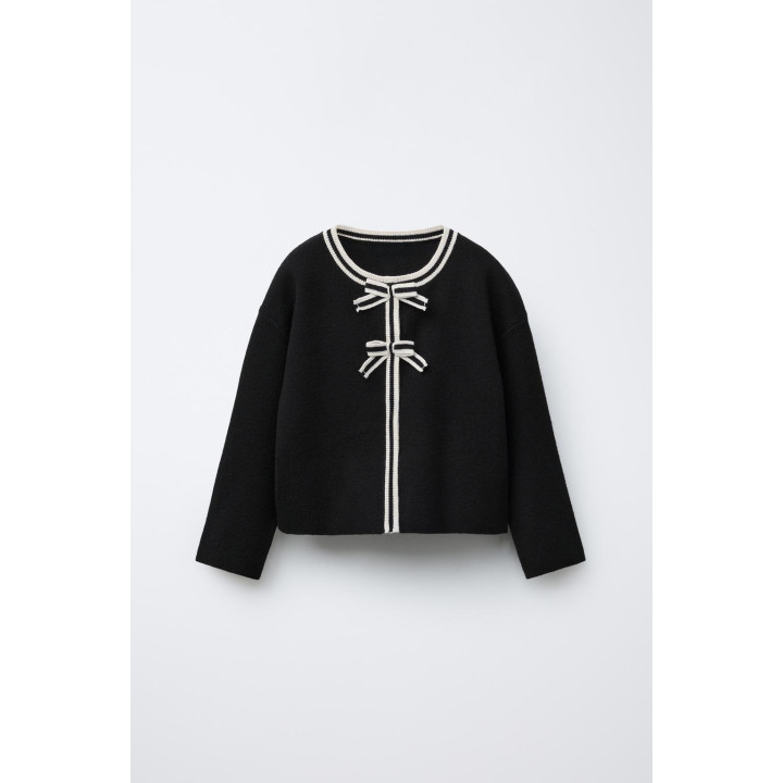 ТРИКОТАЖНЫЙ КАРДИГАН С БАНТИКАМИ