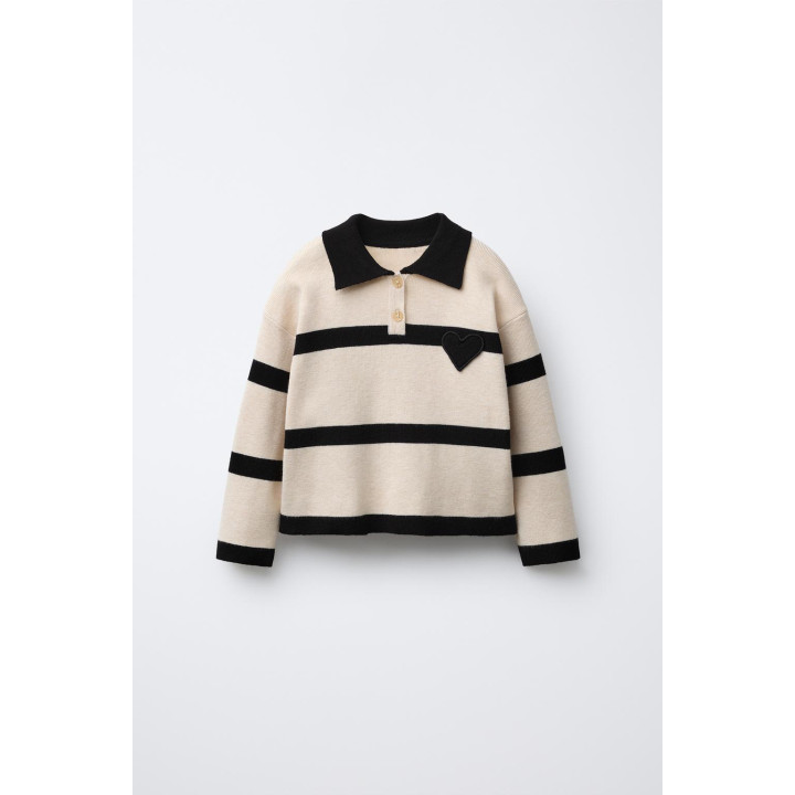 ТРИКОТАЖНОЕ ПОЛО В ПОЛОСКУ С СЕРДЦЕМ