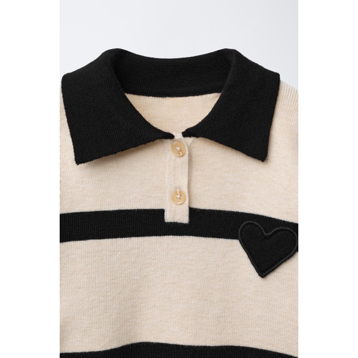 ТРИКОТАЖНОЕ ПОЛО В ПОЛОСКУ С СЕРДЦЕМ