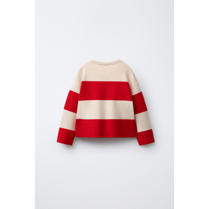 ВЯЗАНЫЙ СВИТЕР В ПОЛОСКУ С БАНТИКАМИ