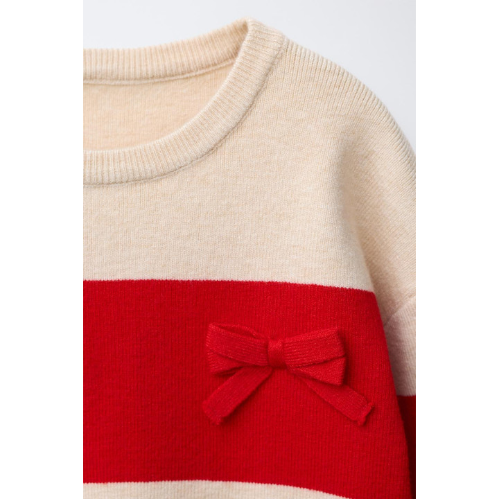 ВЯЗАНЫЙ СВИТЕР В ПОЛОСКУ С БАНТИКАМИ