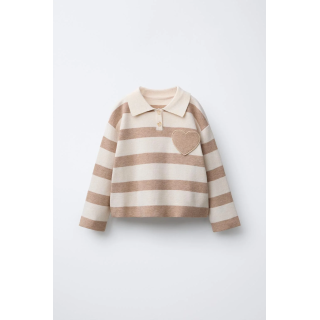 ТРИКОТАЖНОЕ ПОЛО В ПОЛОСКУ С КАРМАНОМ-СЕРДЦЕМ