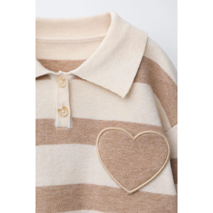 ТРИКОТАЖНОЕ ПОЛО В ПОЛОСКУ С КАРМАНОМ-СЕРДЦЕМ