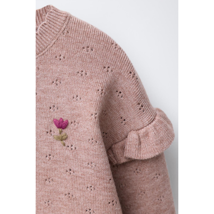 ТРИКОТАЖНЫЙ ДЖЕМПЕР С ВЫШИВКОЙ В ВИДЕ ЦВЕТОВ