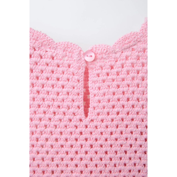 ТРИКОТАЖНОЕ ПЛАТЬЕ ИЗ КРУЖЕВА КРОШЕ С НАШИВКАМИ «КЛУБНИКА»