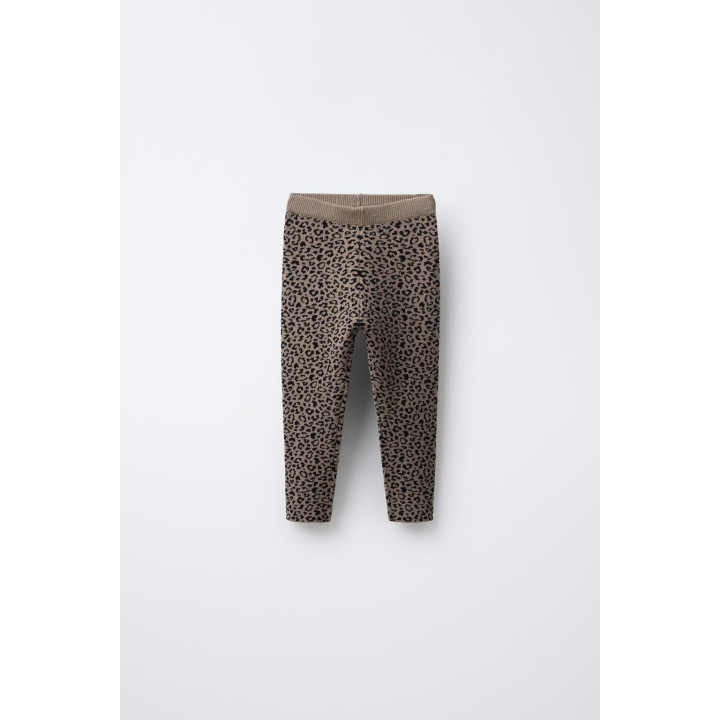 ЛЕГИНСЫ ИЗ ТРИКОТАЖА С АНИМАЛИСТИЧЕСКИМ ПРИНТОМ