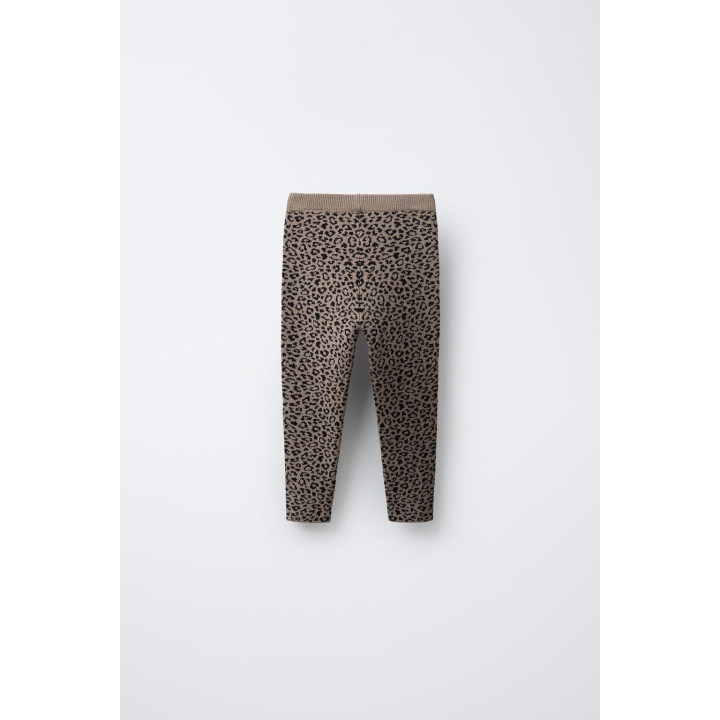 ЛЕГИНСЫ ИЗ ТРИКОТАЖА С АНИМАЛИСТИЧЕСКИМ ПРИНТОМ