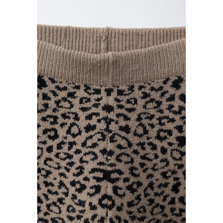 ЛЕГИНСЫ ИЗ ТРИКОТАЖА С АНИМАЛИСТИЧЕСКИМ ПРИНТОМ