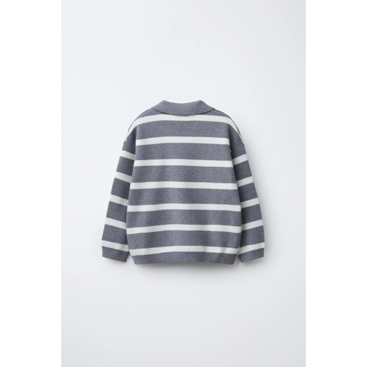 СВИТЕР В ПОЛОСКУ С ВОРОТНИКОМ ПОЛО