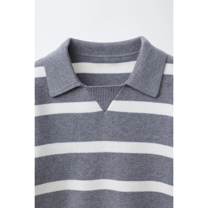 СВИТЕР В ПОЛОСКУ С ВОРОТНИКОМ ПОЛО